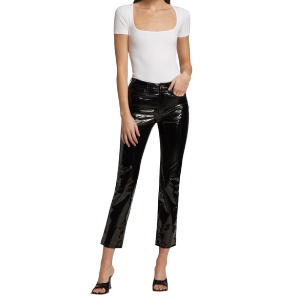 SIMON MILLER Patent Faux Leather Pants 26 Black Goth Dark Romantic Wet Look - Picture 13 of 15